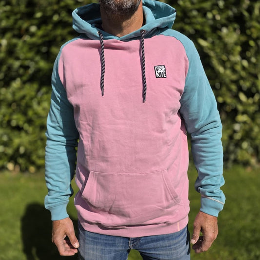 Schwerelosigkite Hoodie Wind Waves Coral Green von vorne