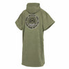 Olive Green Poncho mit Druck auf dem Rücken