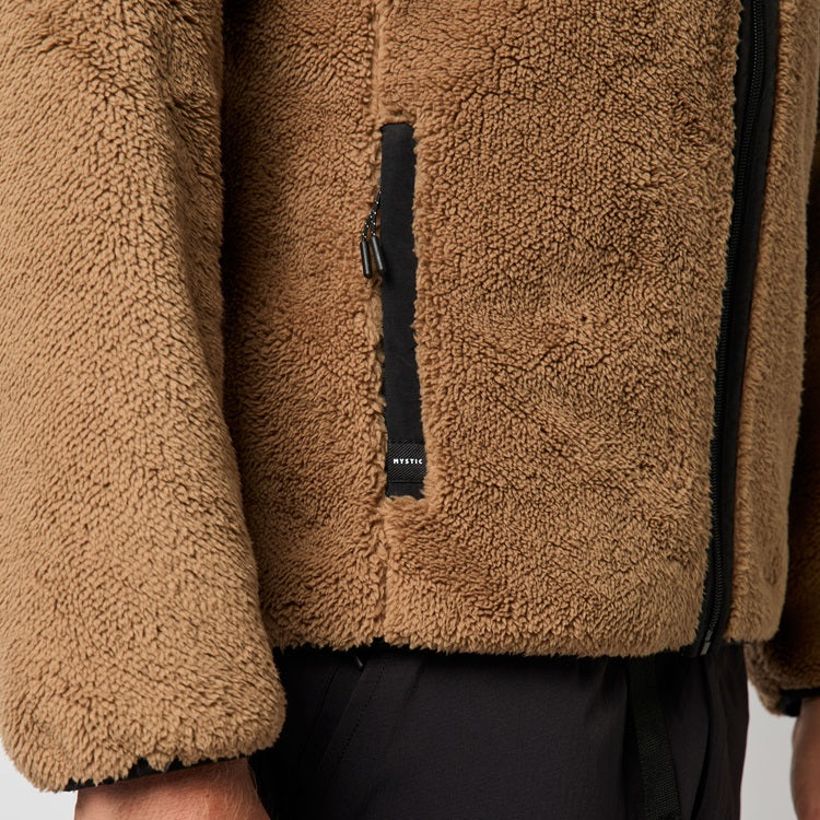 Mystic DTS Teddy Zip thru Sweat Slate Brown