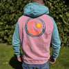 Schwerelosigkite Hoodie Wind Waves Coral Green von hinten