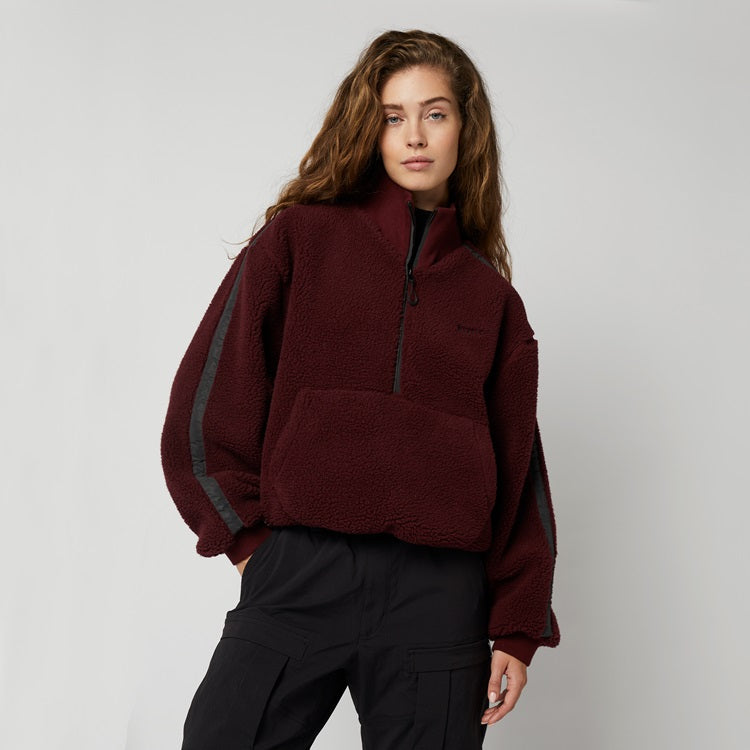Mystic Teddy Zip Up Sweat Women Red Wine