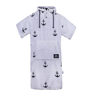 Atlantic Shore Anchor Poncho White