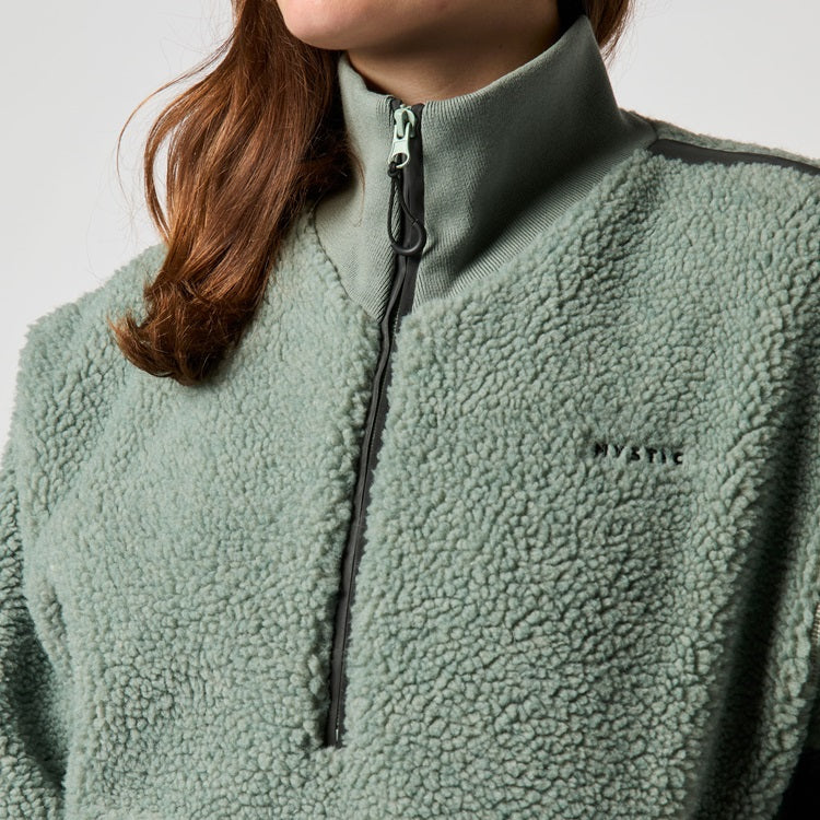 Mystic Teddy Zip Up Sweat Women Frozen Green