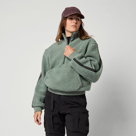 Mystic Teddy Zip Up Sweat Women Frozen Green