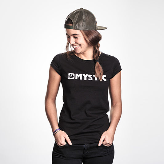 Mystic Brand Tee Women Caviar White Logo