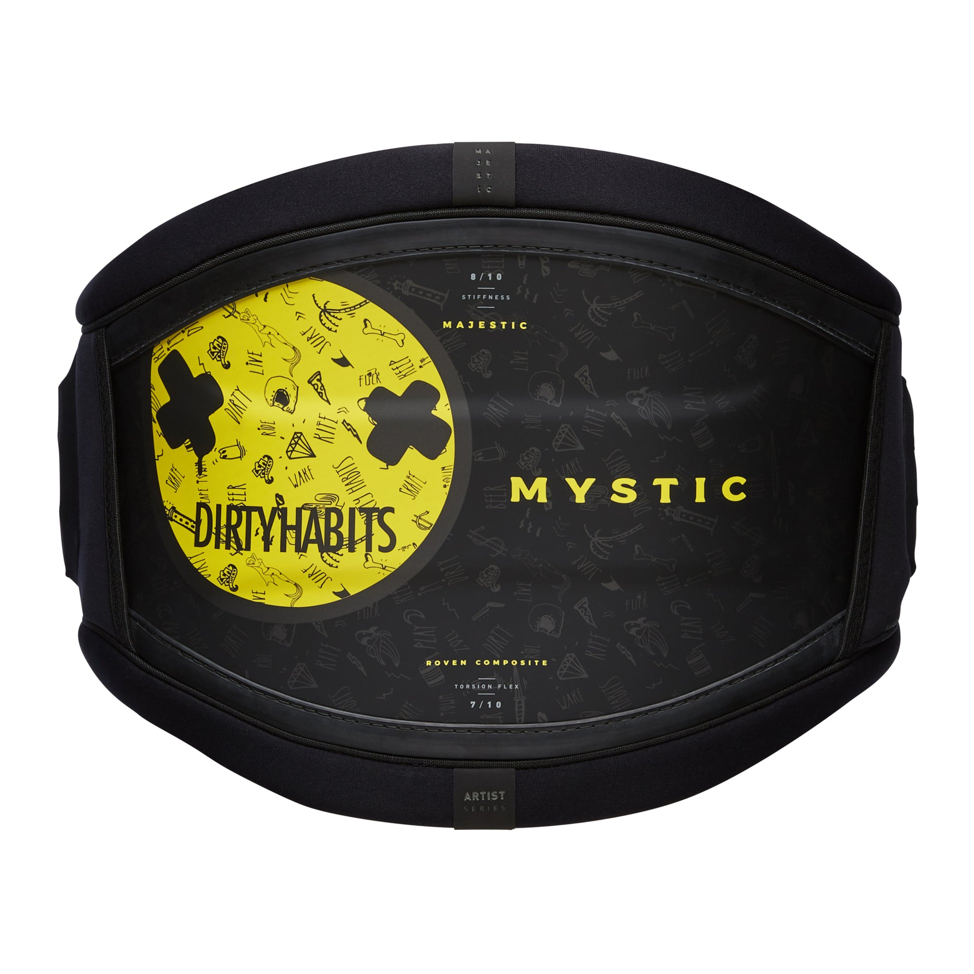 Mystic Majestic Waist Harness 'Dirty Habits' Black Yellow