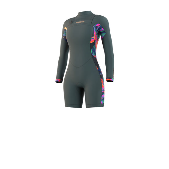 Mystic Dazzled Longarm Shorty 3/2mm Fzip Dark Leaf