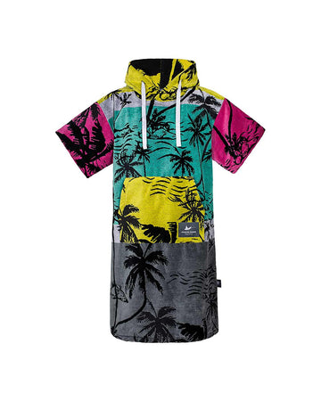 Atlantic Shore Surf Poncho Palm Tree Pink Yellow