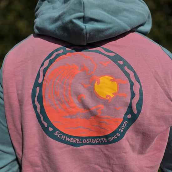 Schwerelosigkite Hoodie Wind Waves Coral Green im Detail