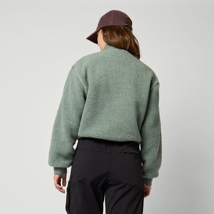 Mystic Teddy Zip Up Sweat Women Frozen Green