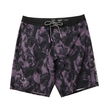 Flachliegend Mystic Boardshorts mit abstraktem Print, Kordelzug und vertikalem Schriftzug