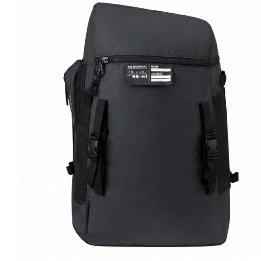 Detailaufnahme des Etiketts am schwarzen Prolimit Kite Session Bag