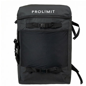 Vorderansicht des schwarzen Prolimit Kite Bags mit großer Mesh-Außentasche